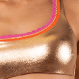 Bikini Top Monospalla e Slip Sgambato Laminato - APRICOT - SP07