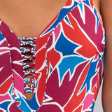 Costume Intero con Ferretto Invisibile Tropical - CILIEGIA - TL27