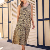 Abito Lungo Smanicato Tropical - NERO DOTS - TL82