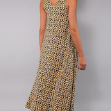 Abito Lungo Smanicato Tropical - NERO DOTS - TL82